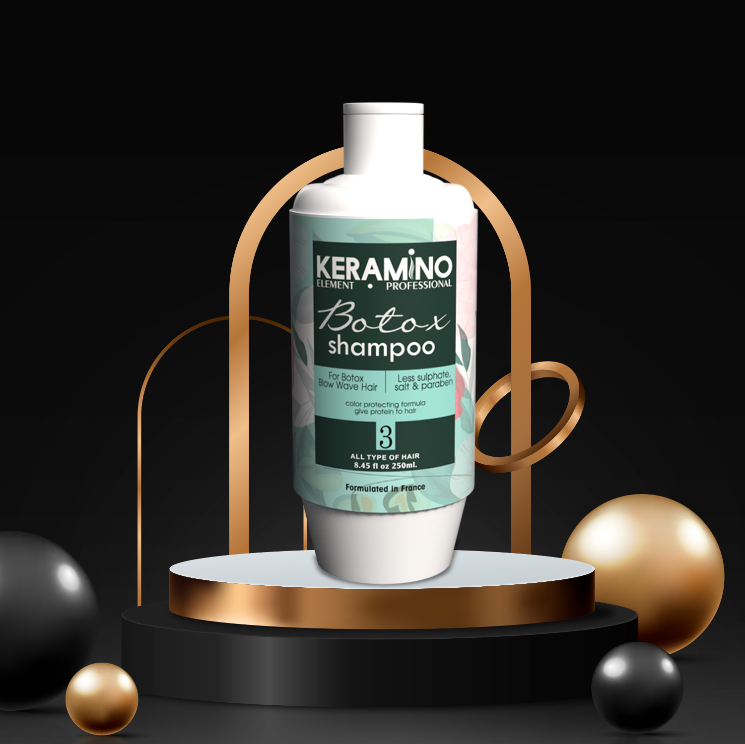 KERAMINO Element Professional BOTOX Shampoo 250ml | Deep Repair & Strengthening Formula | Sulfate-Free Cleanser for Damaged, Dry, Colored & Chemically Treated Hair | Salon Quality - Image 2