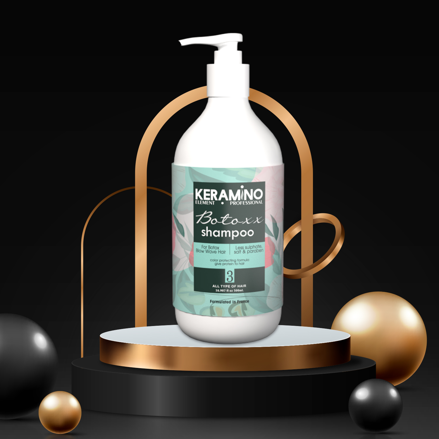 KERAMINO Element Professional BOTOX Shampoo 500ml | Deep Repair & Strengthening Formula | Sulfate-Free Cleanser for Damaged, Dry, Colored & Chemically Treated Hair | Salon Quality Care - Image 2