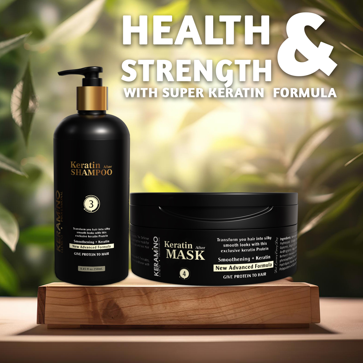 KERAMINO ELEMENT.PROFESSIONAL Keratin After Shampoo and Mask | Infused With Keratin, Almond Oil, Jojoba Oil, And Shea Butter For Curly Wavy (250 ML) - Image 2