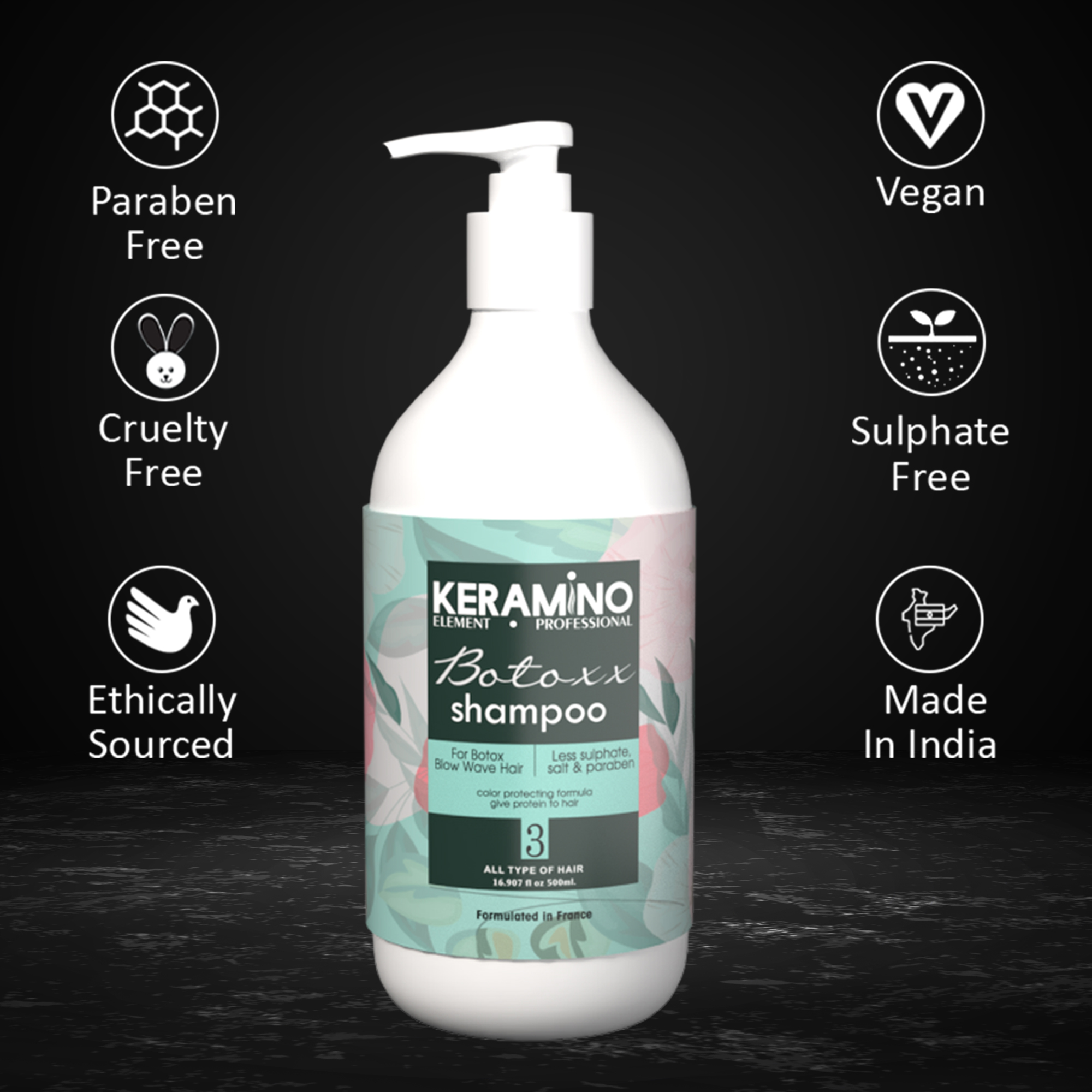 KERAMINO Element Professional BOTOX Shampoo 500ml | Deep Repair & Strengthening Formula | Sulfate-Free Cleanser for Damaged, Dry, Colored & Chemically Treated Hair | Salon Quality Care - Image 5